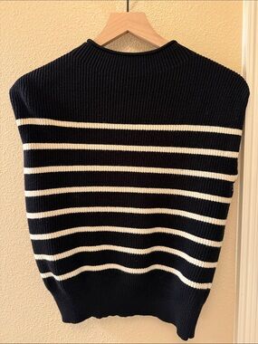 Amazon Essentials Navy and White Striped Knit Sweatshirt
